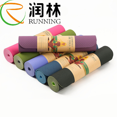 Выскальзывания циновки фитнеса Tpe йоги Pilates спортзала логотип резинового толстого анти- изготовленный на заказ