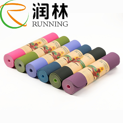 Подгонянный печатающ цвет 6mm циновки йоги Tpe одиночный для фитнеса
